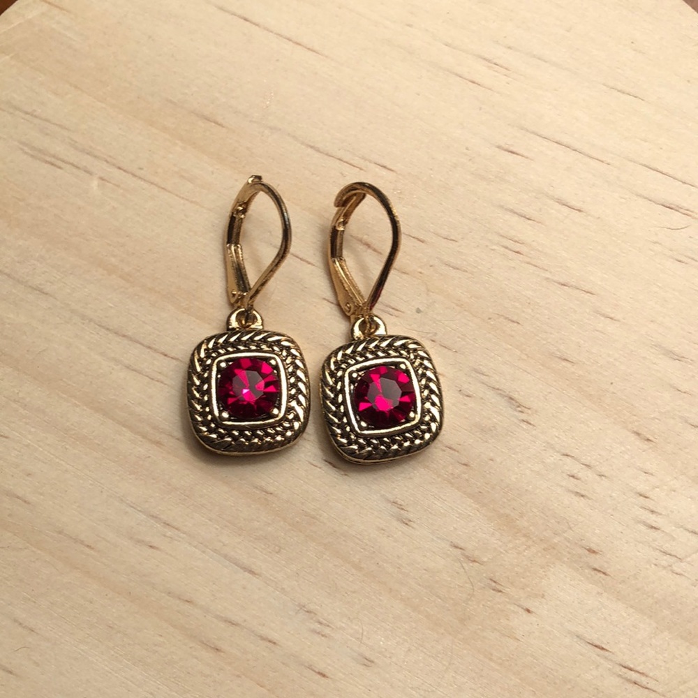 Napier red gem earrings